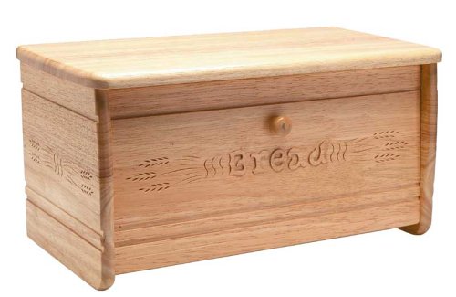 T&G Heritage Hand Carved Drop Front Bread Bin in Natural Hevea Wood