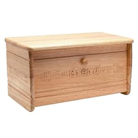 T&G Heritage Hand Carved Drop Front Bread Bin in Natural Hevea Wood