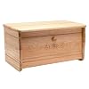 T&G Heritage Hand Carved Drop Front Bread Bin in Natural Hevea Wood