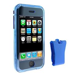 Apple iPhone 1st Gen (NOT for iPhone 3G) Transparent Blue Crystal Snap On Cover Case with Belt Clip