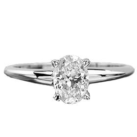 .30 CT E SI2 OVAL DIAMOND SOLITAIRE 14K WHITE GOLD