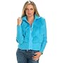 Ladies Knitted Turquoise Jacket with Rabbit Fur - Color : blue - Size : Small