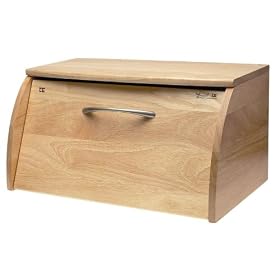 T&G Scimitar Bread Bin in Natural Hevea Wood