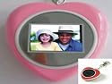 Pink Heart Shaped Digital Photo Frame Keyring 1.1" - Birthday or Anniversary Gift