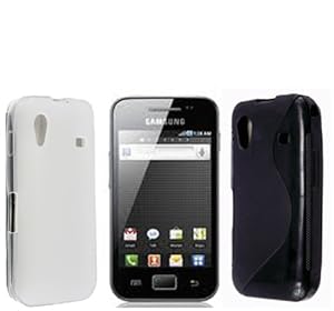 A PACK OF CLEAR + BLACK COLOUR GEL PROTECTION CASE COVER FOR SAMSUNG GALAXY ACE S5830