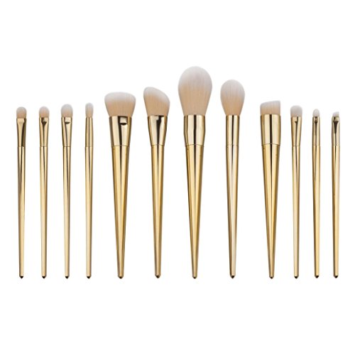 AutumnFall Makeup Brushes, Premium Synthetic Kabuki Makeup Brush Set Foundation Eyeshadow Blush Concealer Powder Brush Kit (Gold)