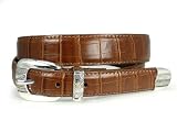 Western Crocodile Print Feather edged Leather Golf Belt