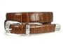 Western Crocodile Print Feather edged Leather Golf Belt Size: L - 38 Color: Light Brown