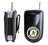 Samsung SGH-X506 / SGH-X507 / SGH-X640 / SGH-X660 / SGH-X800 Premium Quality Cell Phone Pouch Case - Includes TWO Bonus Charm Holders - Oakland A's - Oficially MLB Licensed