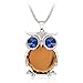 The Night Guardians Long Sweater Chain Owl Shape Austrian Crystal Pendant Necklace for Woman 