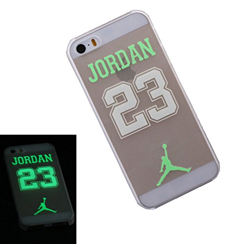 SuperBZ Apple iPhone 5S Air Jordan Luminous Effect Transparent Green Case, Michael Jordan Chicago Bulls #23 NBA Sports Fluorescent Glow in the Dark Hard Case Cover for Apple iPhone 5S