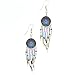 Native American Style Dangling Round Earrings In Blue And Purple - 2.5" Length
