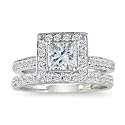 1/2ct Pave Princess Diamond Bridal Set in 14k White Gold (HI I1-I2 Size 4-9.5)