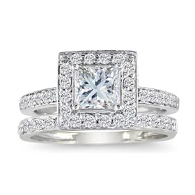 1/2ct Pave Princess Diamond Bridal Set in 14k White Gold (GH SI3 Size 4-9): Jewelry