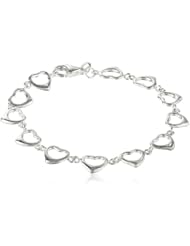 Sterling Silver Open Heart Link Bracelet, 7"