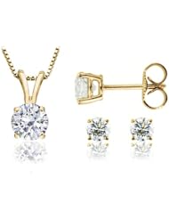 Round Cut Diamond Stud with accessories in 14K Yellow (1.00ctw J-K Color I2 Clarity)