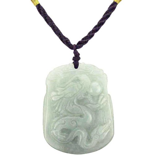 Natural Grade A Jadeite Jade Hand Carved Dragon Pendant Necklace
