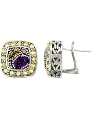 Balissima By Effy Collection Sterling Silver and 18k Yellow Gold 1.20 cttw Multicolor Earrings