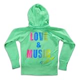 Vintage Havana - Girls Love And Music Hoodie Sweatshirt Jacket, Lime (Size 14)