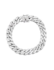 Sterling Silver and White Topaz Chain Link Bracelet