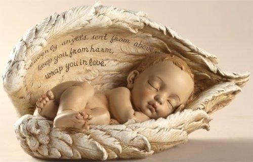 Roman Sleeping Baby in Angels Wings Baby Dedication 