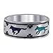 Men's 925 Sterling Silver Turquoise and Lapis Running Wolves Southwestern Style 7mm Band