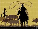 Cowboy Roper on the Range Polar Fleece Throw Blanket 50x60