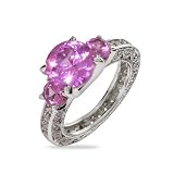 Eve's Addiction Krista's Intricate Pink CZ 3 Stone Ring