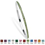 PalmBeach Jewelry Silver Tone Birthstone Eternity Bangle Bracelet- August- Simulated Peridot