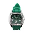 Geneva Teal and Silver Silicone Gel Ceramic Style Band Crystal Bezel Watch