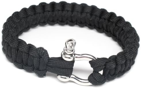 RokTek Premium Paracord Survival Bracelet - 7-9" Strap w Alloy Buckle - Converts to 10 Feet of Ultra Strong 350 Spec Paracord - Lifetime Warranty - Ultimate Paracord Bracelet for Outdoor Sports Lovers (Black)