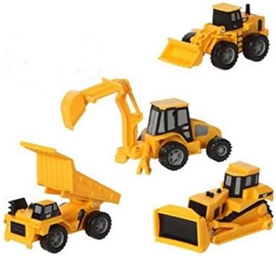 CAT Mini Machine Caterpillar Construction Toy Truck Mini Machine Set of 4, Dump Truck, Bulldozer, Wheel Loader and Excavator Free-Wheeling Vehicles