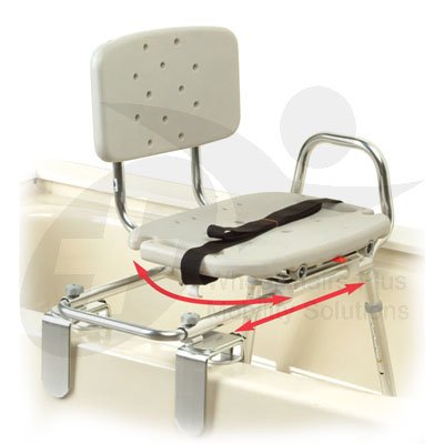Snap-n-Save Sliding Tub-Mount Transfer Bench with Swivel Seat and Back