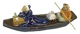 Chinese elder with young girl on boat - ceramic