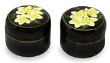 Lacquered wood boxes, 'Frangipani' (pair)