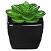 MyGift Set of 3 Modern Square Black Ceramic Artificial Succulent Planter/Mini Faux Potted Plants