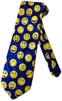 Gold City Mens Smiley Faces Necktie - Blue - One Size Neck Tie
