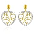 Sterling Silver Two Tone Heart-Shaped Earrings