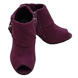 IMAGE OF Link Purple Faux Suede Little Girls Size 12 Open Toe Heeled Boots