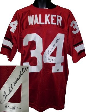 Herschel Walker Autographed/Hand Signed Georgia Bulldogs Red Russell Athletic Jersey 82 Heisman