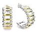 Sterling S 2Tone Beaded Half Hoop Earrings
