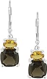  Sterling Silver Smokey Quartz and Citrine Earrings