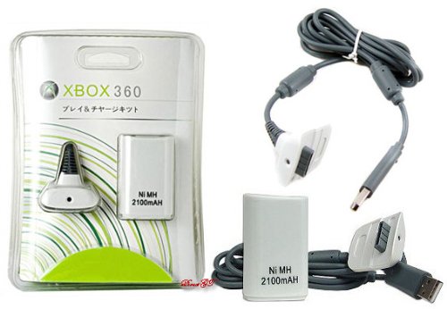 Childrens Toyshop  Video Games : XBOX 360 3600mah battery pack & chargeable cable For XBOX 360