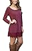 MiYang Women's Purple Long Sleeve A-line Lace Stitching Trim Casual Dress 2XL