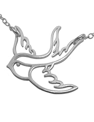 925 Sterling Silver Flying Dove Serenity Charm Pendant Necklace