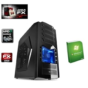 HeidePC®Gaming PC - Bulldozer - HEXA CORE - Am3 + 6 core Hot PowerPC - (AMD Bulldozer FX-Serie Six-Core FX-6100 (6x 3.33 GHz) tower cooler Scythe Mugen 3, ASUS M5A99X EVO, 8GB DDR3, ATI Raedeon HD 6790 1 GB, 1 TB HDD SATTAIII 6GB / s, SSD 120 GB Corsair Force 3 SATTA III, 24x DVD ± RW burner with Lightscribe, 10x Bluray burner, Xilence 600W 80 + very quiet, Sharkoon Scorpio with hot-swap,incl.Win7 HP 64-bit