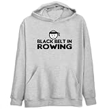 Black Belt In Rowing Sports Mens Hoodie (Heather Gray, Sizes X-Small - XXX-Large)