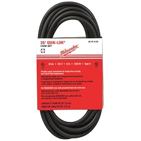Milwaukee 48-76-4125 Quik-Lok 25-Foot 3 Wire Grounded Cord with Twist Lock Plug by Milwaukee