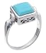 SilverBin Sterling Silver Bezel Set Square Shape Turquoise Ring with Filigree Accents
