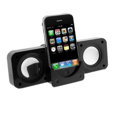 Best Price New Black Travel Size Folding Foldable Multimedia Stereo Speaker for Apple iPhone 3G 3GS,itouch, iPod,iPod Touch, iPod (video), iPod nano, iPod Photo, iPod Mini, and iPod Shuffle, Microsoft Zune